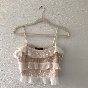 White ruffled crop top